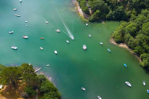 Port Navas creek on the Helford River, as seen from a drone above