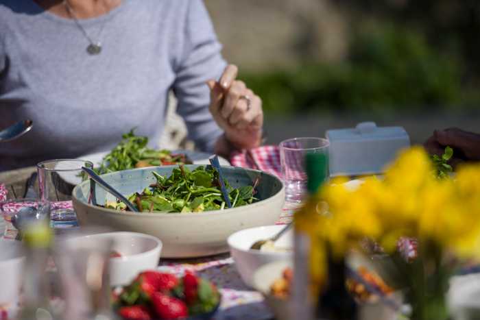 An Al Fresco dining table with a feast of foraged food from Cornwall