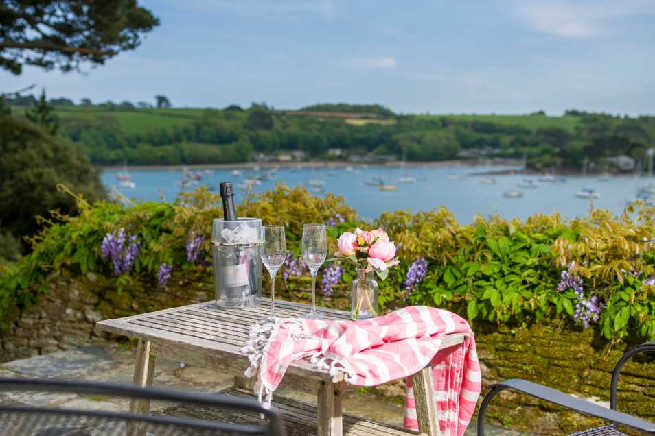 Dining al fresco with a view of the Helford River in Cornwall