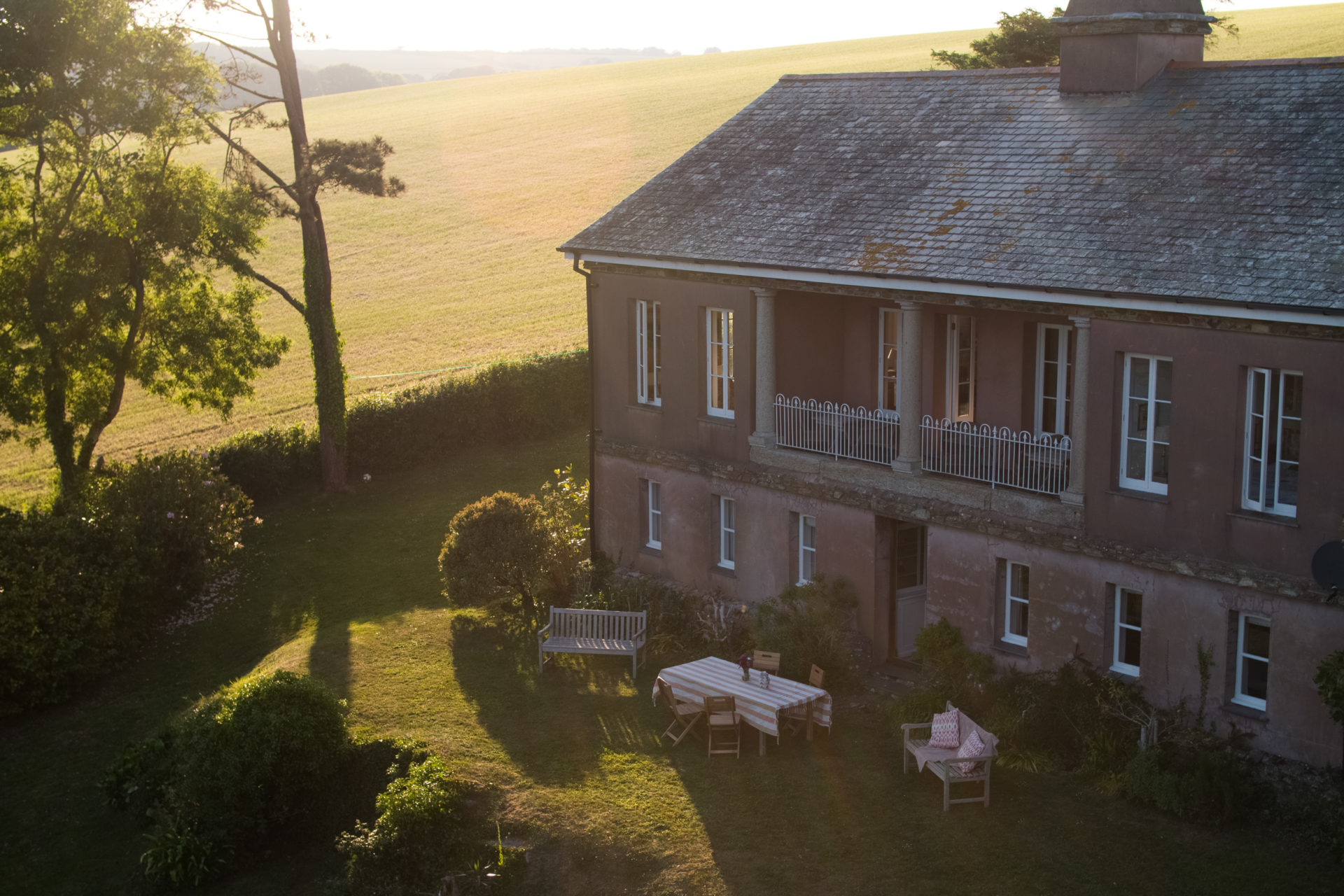 Lorelei house seen from above in the fading light of the day